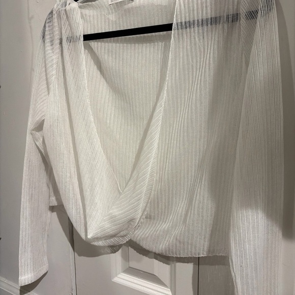 Zara White Sheer Blouse - Picture 3 of 5